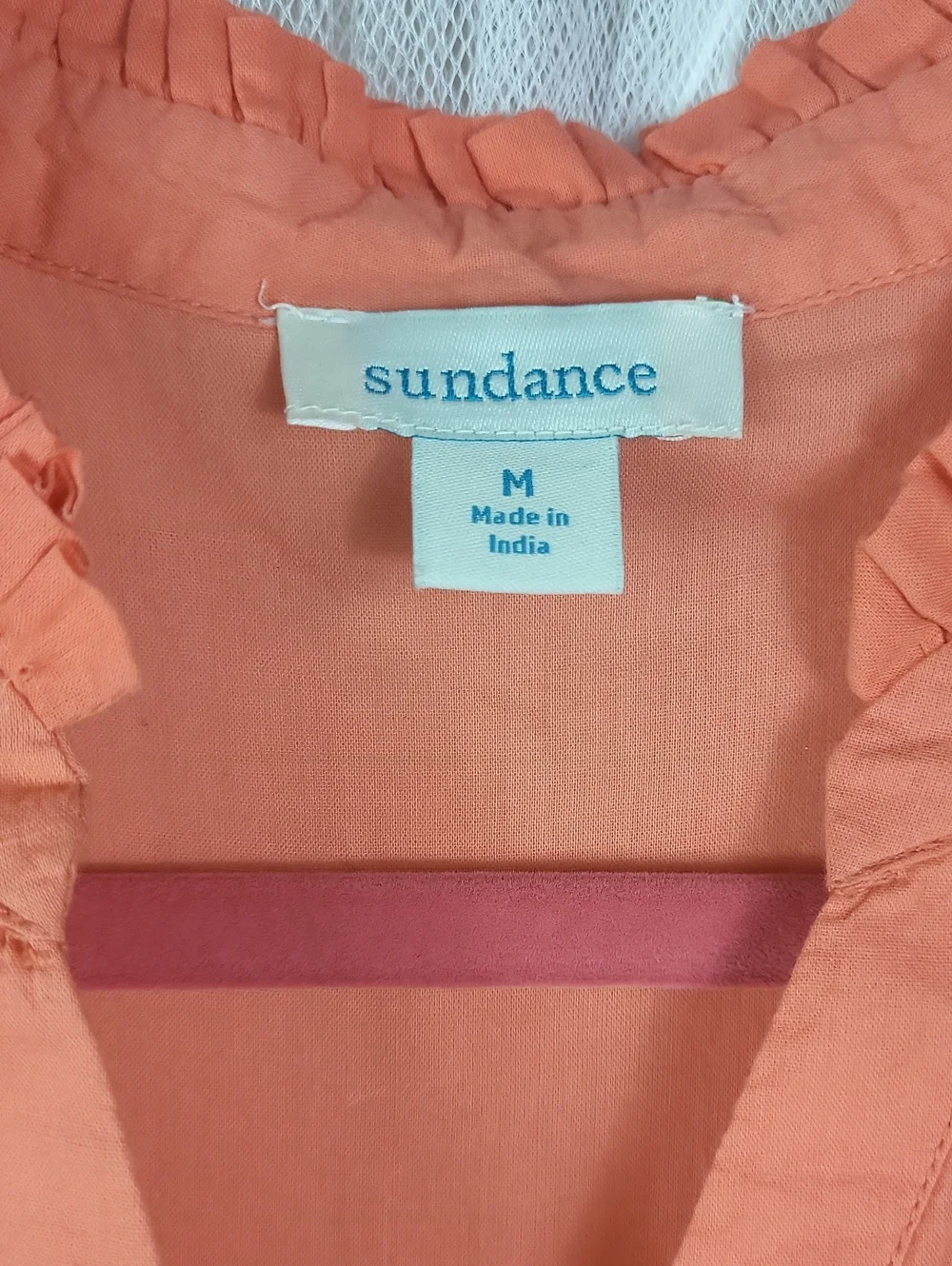 Sundance Coral Ruffled V-Neck Dress. Size M
